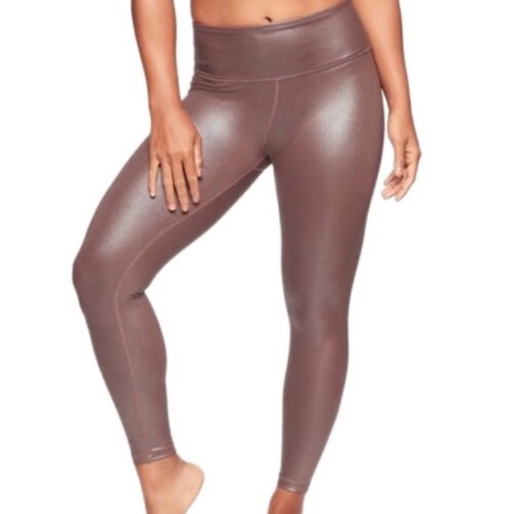 Athleta Pants - Athleta Cinnamon Mauve Elation Shimmer Tight In Powervita-S